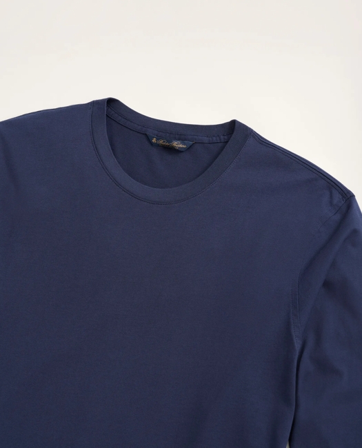 Big & Tall Supima Cotton Long-Sleeve Logo T-Shirt - Navy