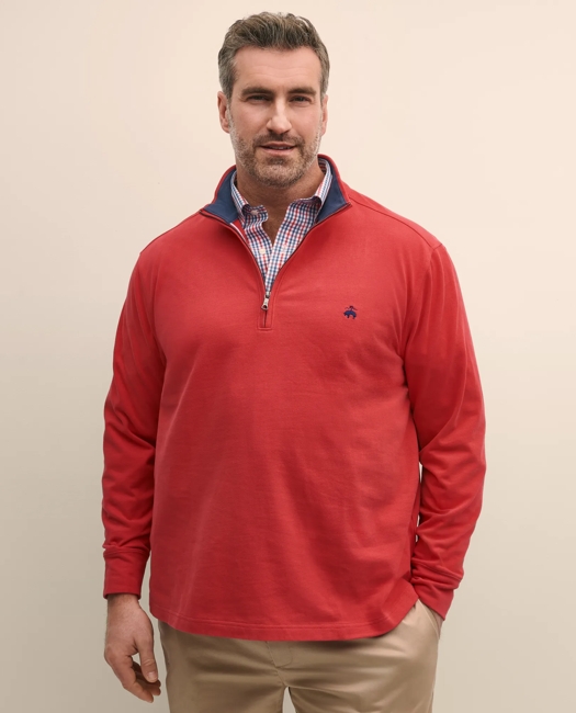 Big & Tall Cotton Sueded Jersey Half-Zip Shirt