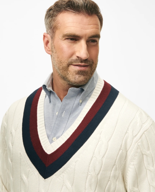 Big & Tall Supima Cotton Cable Tennis Sweater