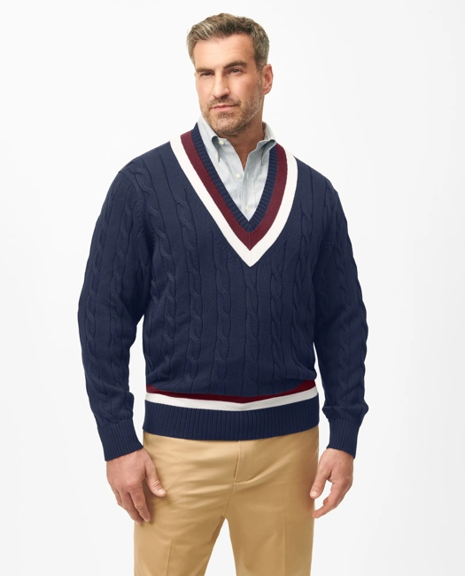 Big & Tall Supima Cotton Cable Tennis Sweater