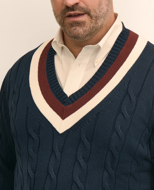 Big & Tall Supima Cotton Cable Tennis Sweater