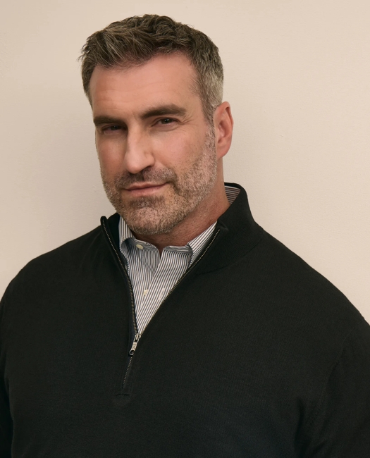 Big & Tall Ultimate Merino Wool Quarter-Zip Sweater - Black