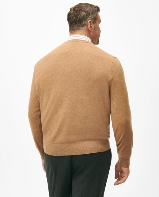 Big & Tall 3-Ply Cashmere V-Neck Sweater - Brown