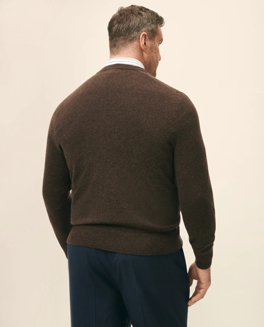 Big & Tall 3-Ply Cashmere V-Neck Sweater - Dark Brown