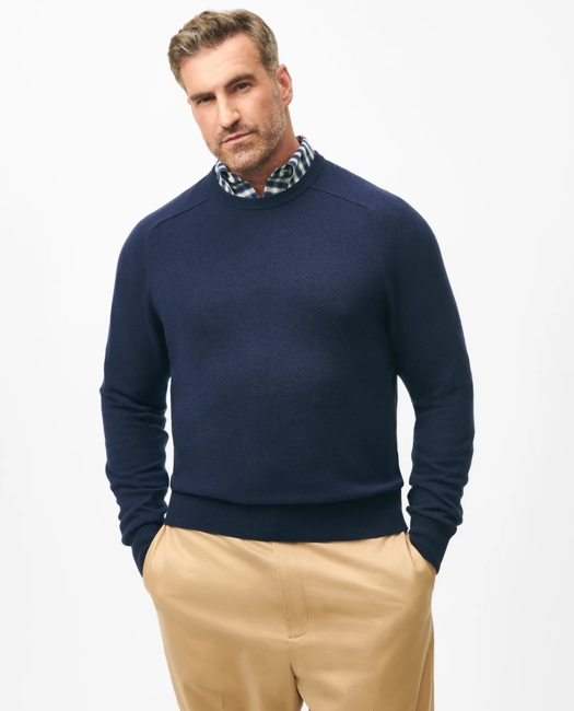 Big & Tall 3-Ply Cashmere Crewneck Sweater - British Blue