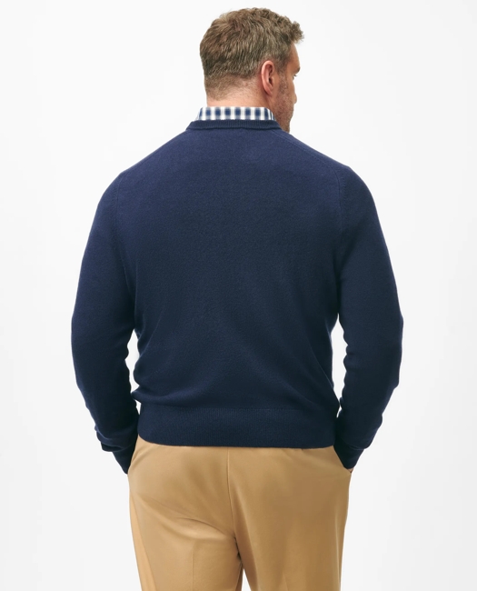 Big & Tall 3-Ply Cashmere Crewneck Sweater - British Blue