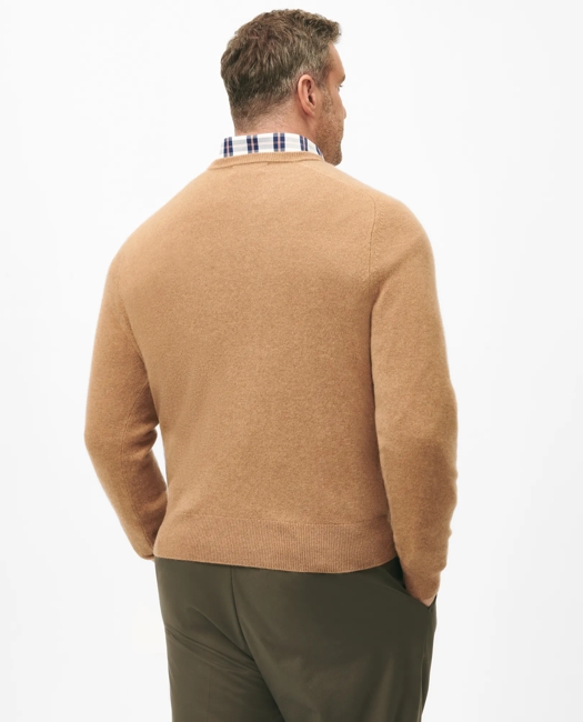 Big & Tall 3-Ply Cashmere Crewneck Sweater - Brown