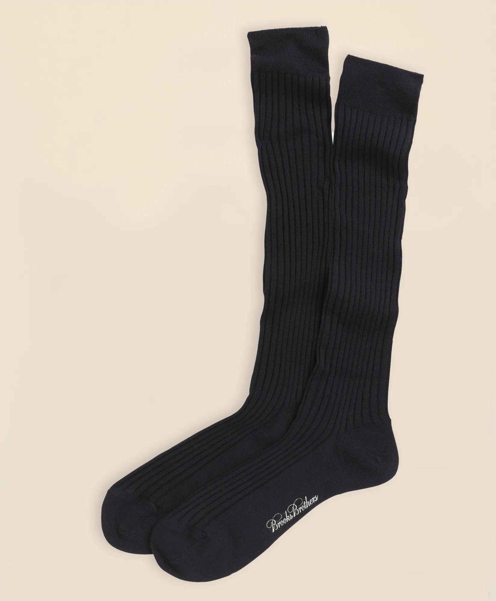Merino Wool Ribbed Over-the-Calf Socks, image 1