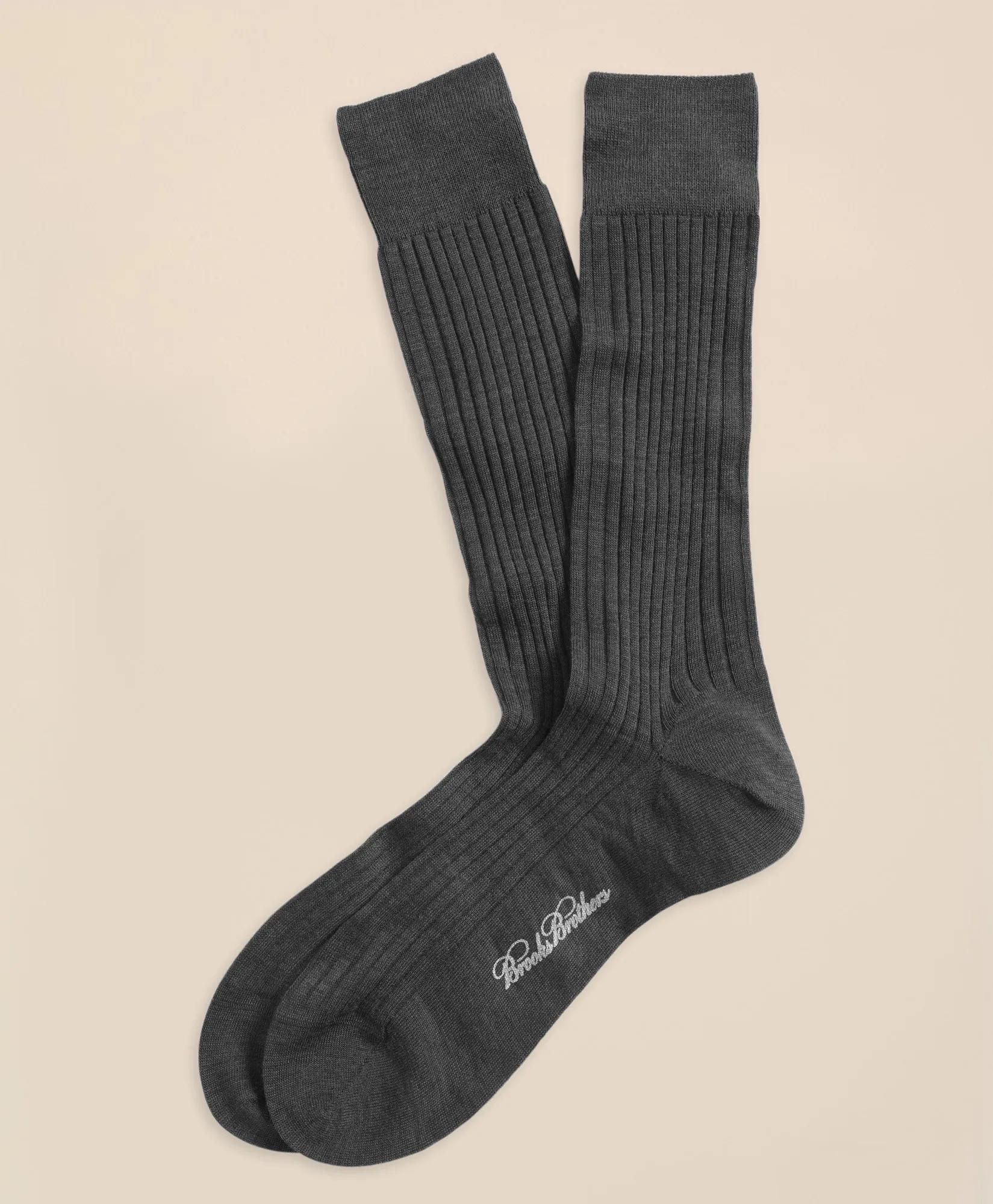 Merino Wool Ribbed Crew Socks, image 1