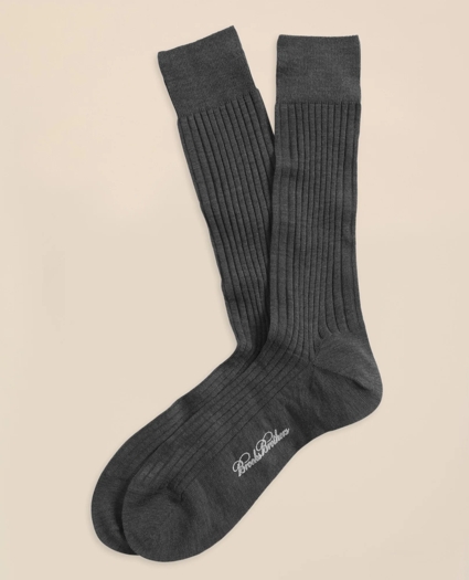 Merino Wool Ribbed Crew Socks