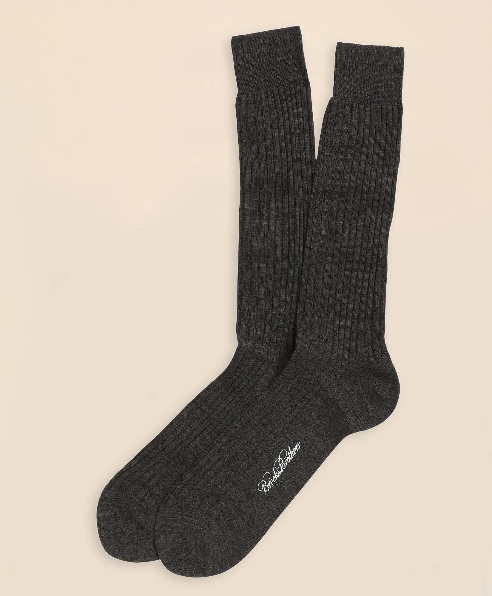 Merino Wool Ribbed Crew Socks, image 1