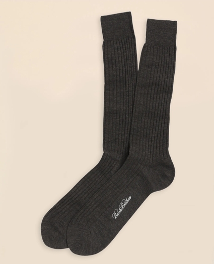 Merino Wool Ribbed Crew Socks