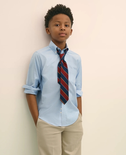Boys Non-Iron Supima® Oxford Polo Button-Down Dress Shirt, image 2