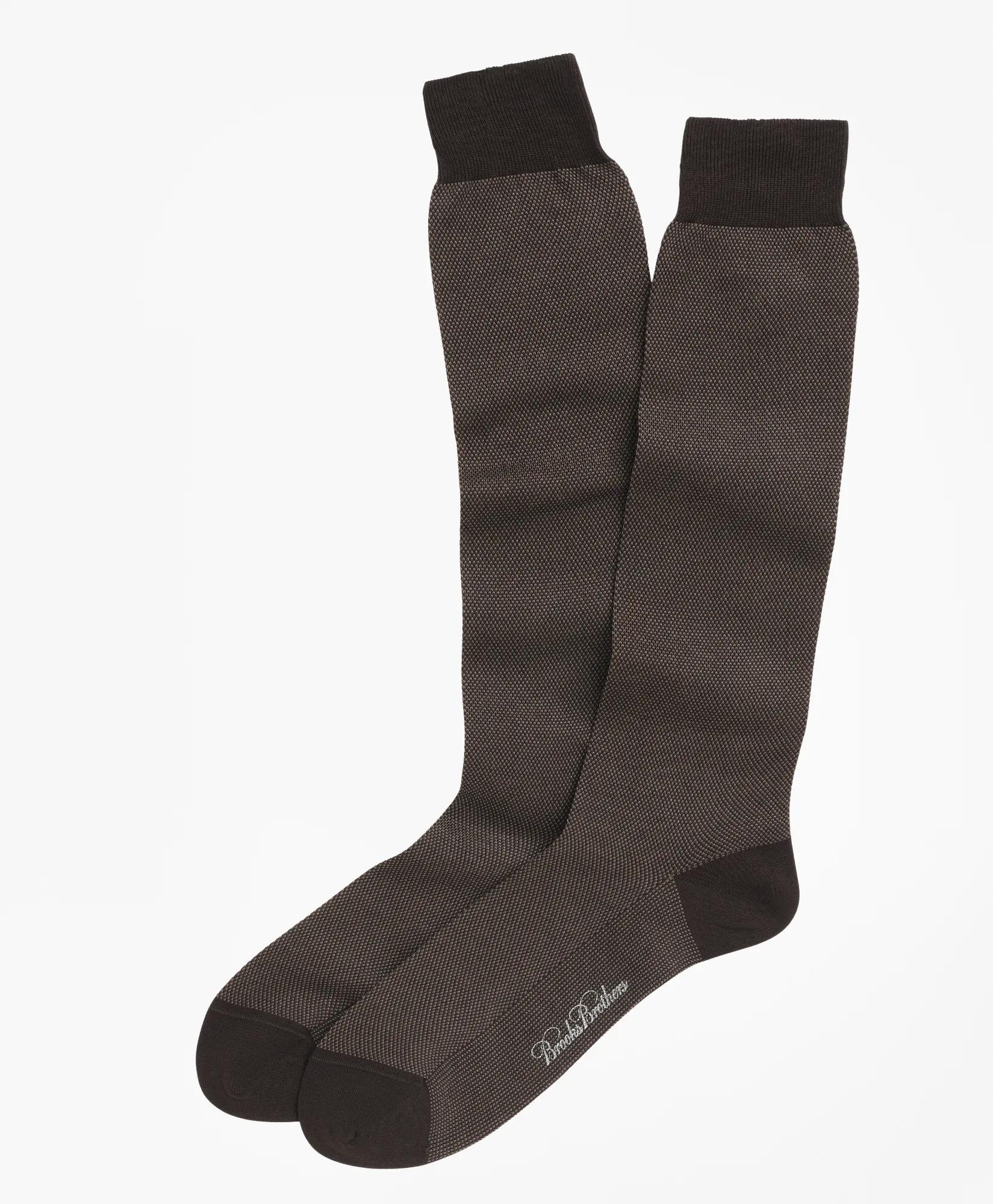 Cotton Bird's-Eye Over-the-Calf Socks, image 1