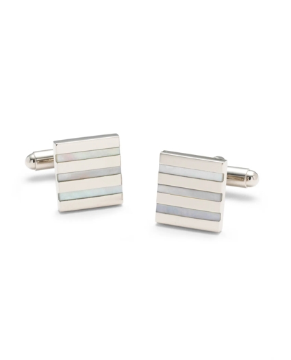 Square Mother-of-Pearl Stripe Cuff Links