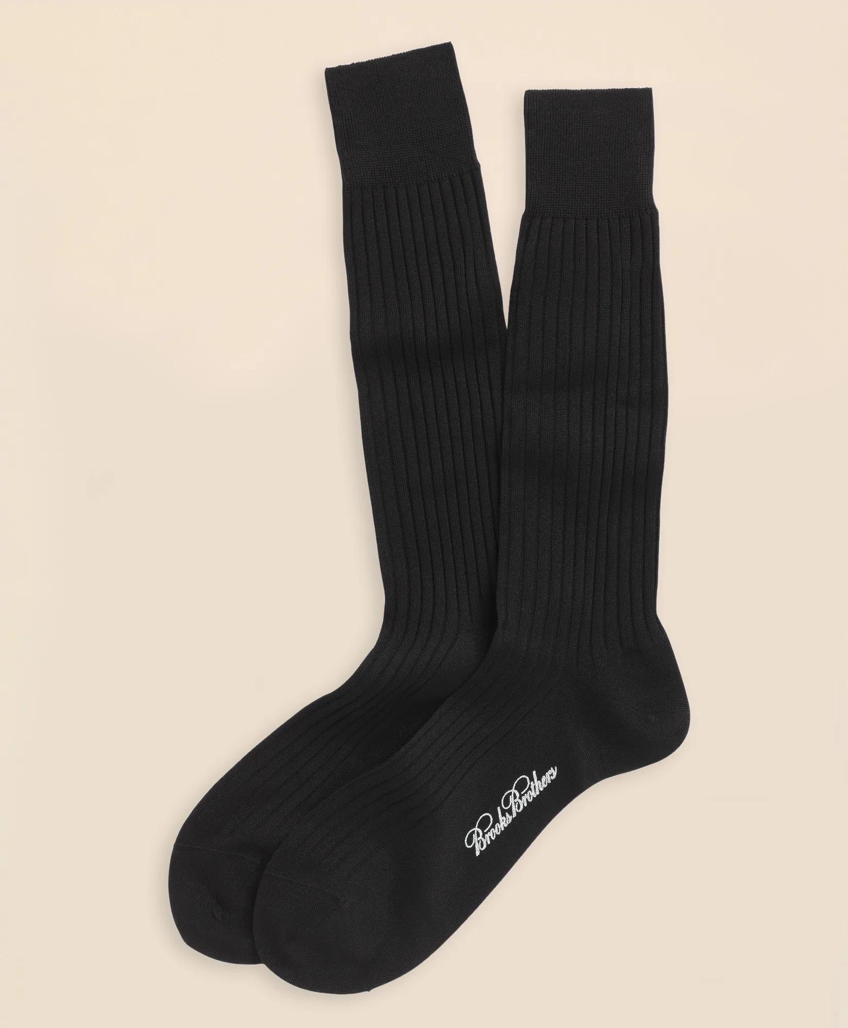 Egyptian Cotton Ribbed Crew Socks, image 1