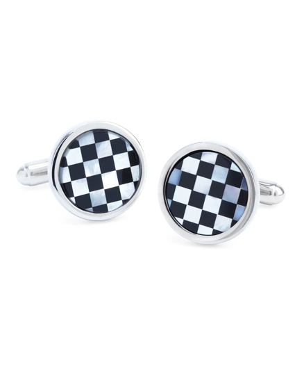 Round Checkerboard Classic Cuff Links