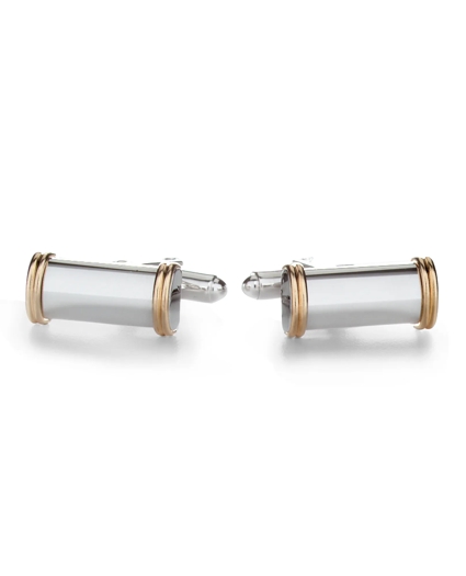14k Gold and Silver Bar Cuff Links