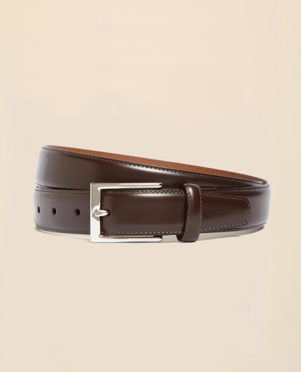 Silver Buckle Leather Dress Belt