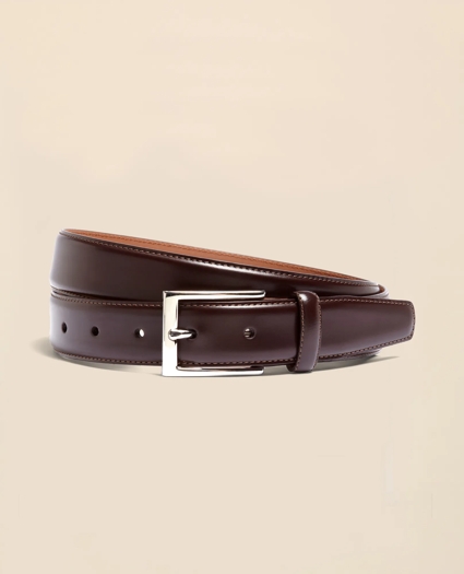 Silver Buckle Leather Dress Belt