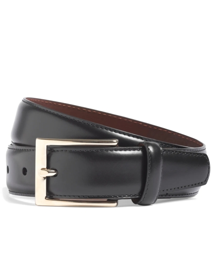 Gold Buckle Leather Dress Belt