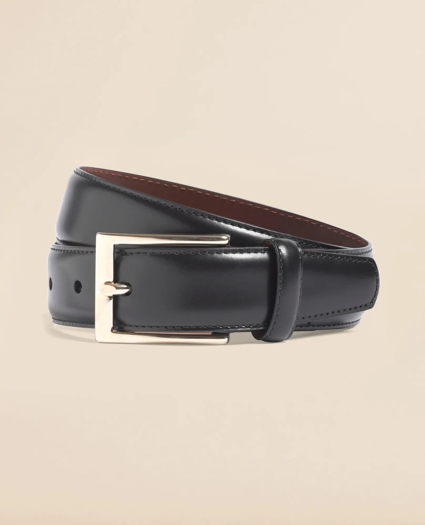 Gold Buckle Leather Dress Belt