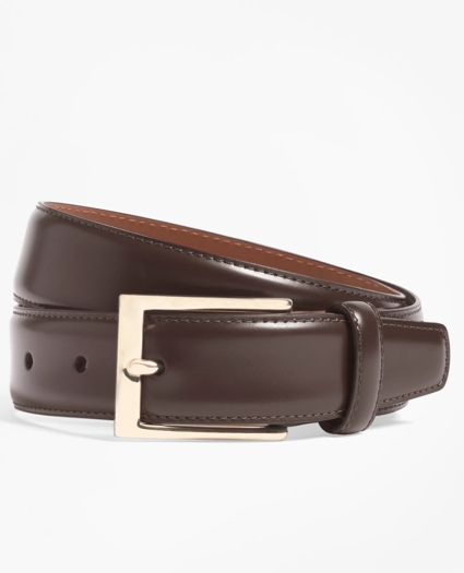 Gold Buckle Leather Dress Belt