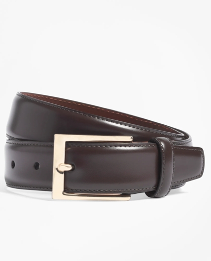 Gold Buckle Leather Dress Belt