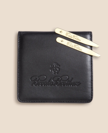 Metallic Collar Stays with Nappa Leather Case, image 1