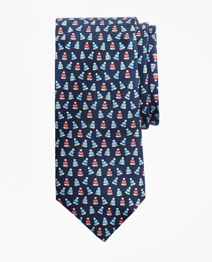 Boys Winter Hat Printed Tie