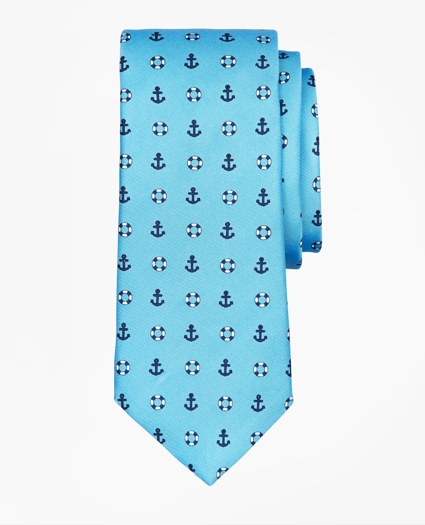 Boys Anchor and Lifesaver Print Tie
