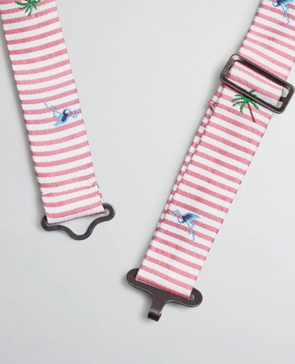 Boys Seersucker Flamingo and Palm Tree Print Pre-Tied Bow Tie, image 2