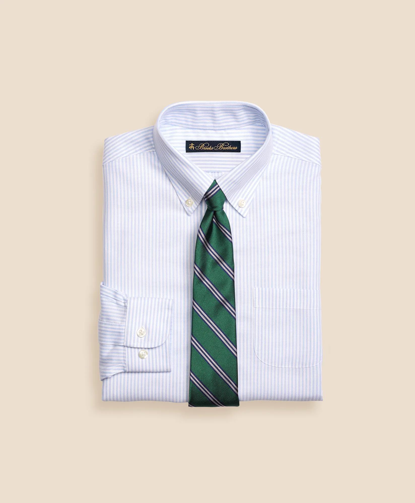 Boys Non-Iron Supima® Cotton Oxford Stripe Dress Shirt, image 1