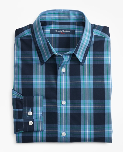 Boys Non-Iron Outlined Plaid Sport Shirt