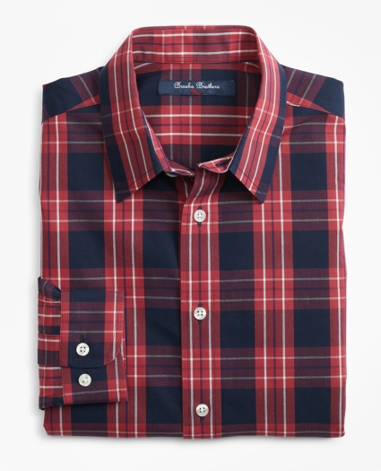 Boys Non-Iron Outlined Plaid Sport Shirt