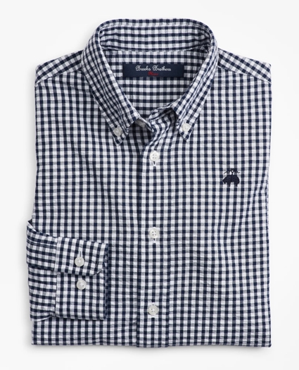 Boys Seersucker Gingham Sport Shirt