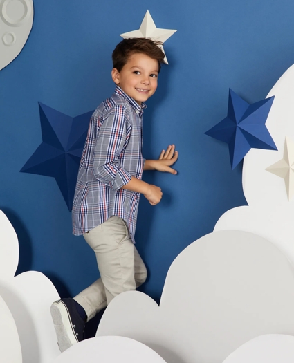 Boys Non-Iron Glen Plaid Sport Shirt, image 2