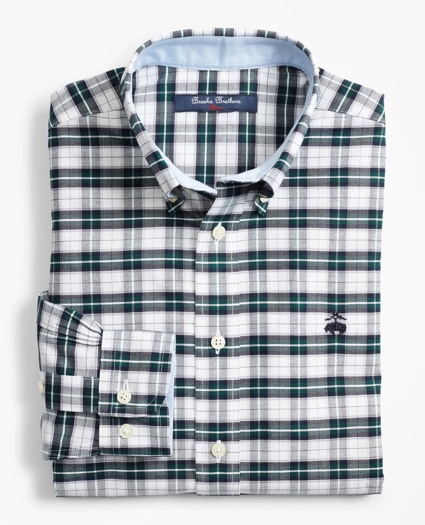 Boys Non-Iron Oxford Plaid Sport Shirt