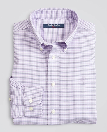 Boys Non-Iron Stretch Cotton Oxford Gingham Sport Shirt