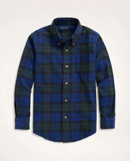 Boys Black Watch Plaid Flannel Sport Shirt