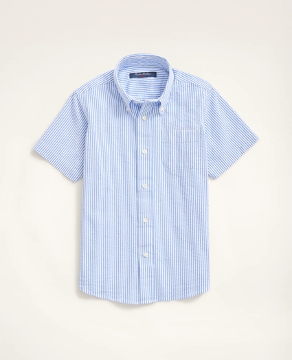 Boys Short-Sleeve Seersucker Stripe Sport Shirt