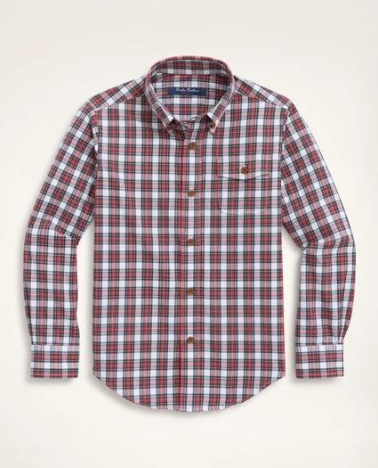 Boys Brushed Twill Stewart Tartan Sport Shirt