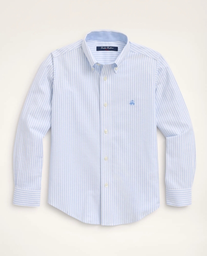 Boys Non-Iron Stretch Cotton Oxford Stripe Sport Shirt