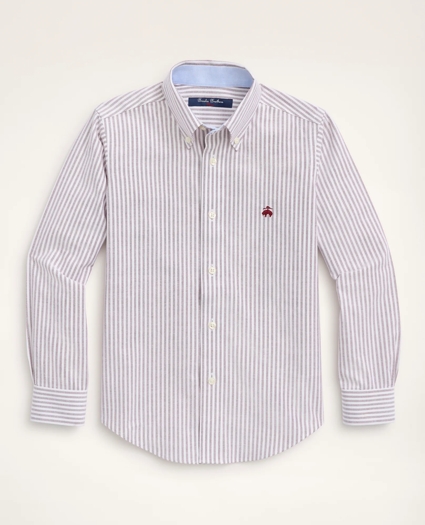 Boys Non-Iron Stretch Cotton Oxford Stripe Sport Shirt