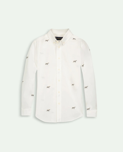 Boys Cotton Poplin Dog Print Sport Shirt