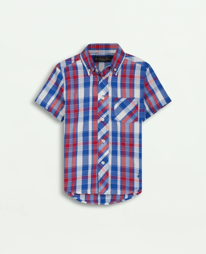 Boys Short-Sleeve Cotton Madras Sport Shirt