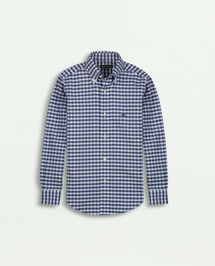 Boys Non-Iron Stretch Cotton Oxford Gingham Sport Shirt