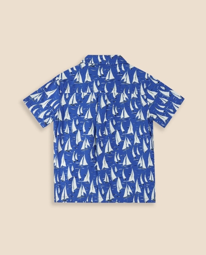 Boys Cotton Blend Sailboat Camp Collar Shirt, image 2
