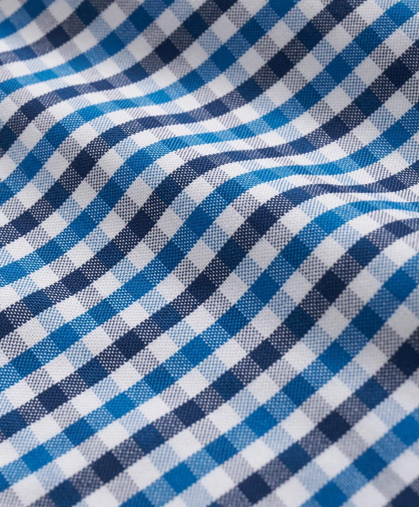 Boys Stretch Cotton Non-Iron Oxford Polo Button Down Collar Gingham Shirt, image 3