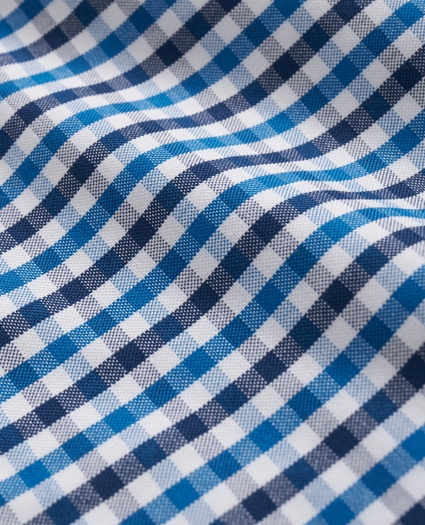 Boys Stretch Cotton Non-Iron Oxford Polo Button Down Collar Gingham Shirt, image 3